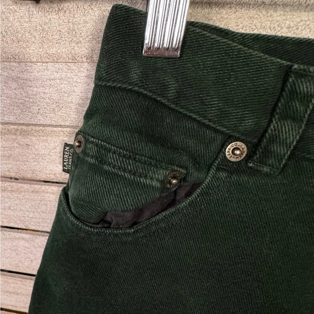 Lauren Ralph Lauren High Rise Jeans Size 6 Dark Green Vintage Straight Leg Denim